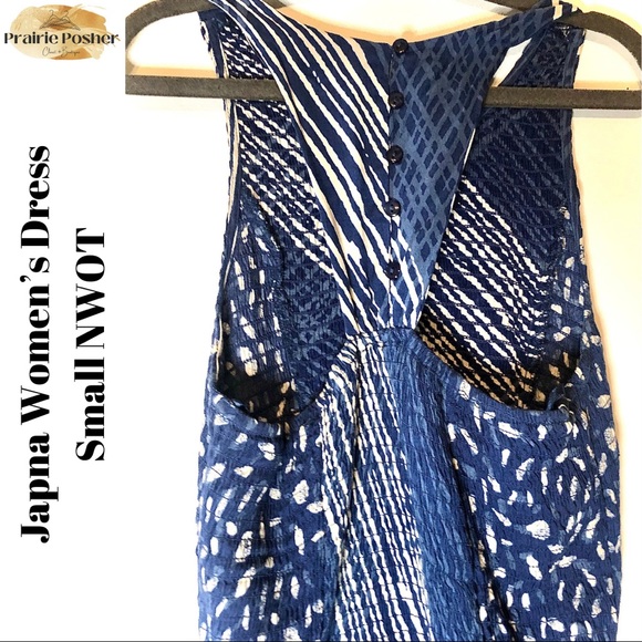 Japna Dress, Women’s Small, Blue & Cream Pattern, NWOT, PrairieposherCA - Picture 4 of 4